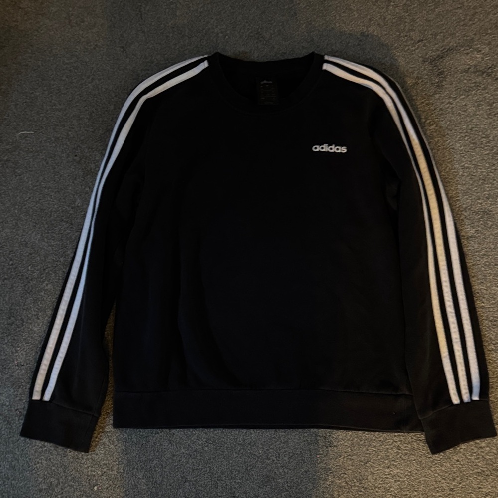 Adidas Kids Crewneck Sweater in Black with White Accents